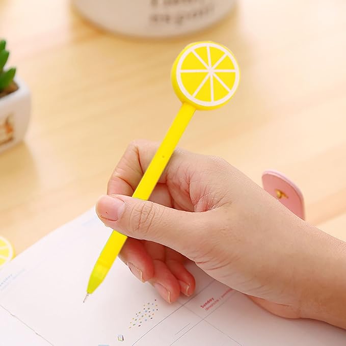 YYaaloa 30pcs Lemon Pens Cute Gel Ink Pens 0.5mm Black Ink Novelty Pens for Child, Women Coworkers Office School Home Wedding Bridal Shower Gifts Party Supplies (Cute Lemon 30pcs)