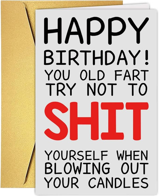 Funny Birthday Cards For Women Men, Rude Birthday Card Gift for Nan Grandad Mom Dad, 50th 60th 70th 80th Birthday Card for Him Her, Happy Birthday Card Dad Mom