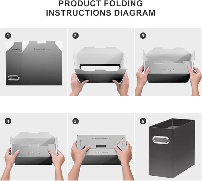 Oterri File Organizer, Small Storage Box, Cardboard File Folder Organizer, Collapsible File Box, Hanging File Organizer for Letter Size, Portable File Box, Only Box (Gradient Dark Grey,2 Packs)