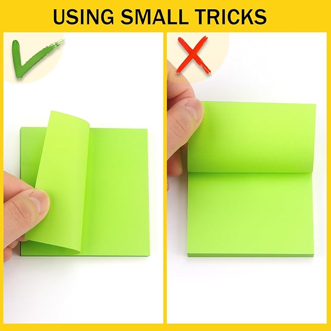 Sticky Notes 3x3 Self-Stick Notes Bright Colors Sticky Notes 8 Pads 80 Sheet/Pad (Green)