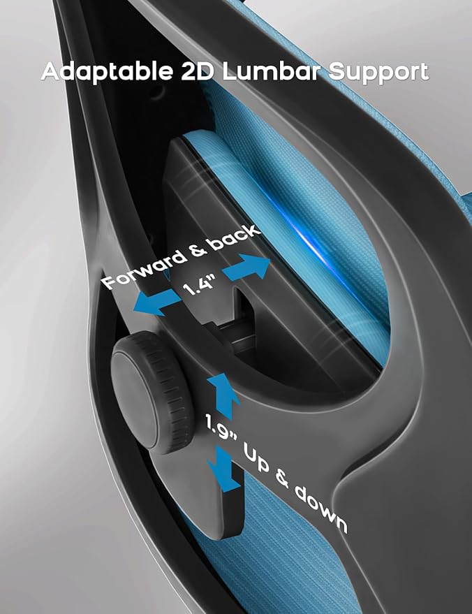 Mesh Office Chair Ergonomic Desk Chair with Up&Down Front&Rear 2 Dimensions Adjustable Lumbar Support and Flip-up Arm Rocking Comfy Swivel Computer Task Chair for Home Office(Black-Blue)