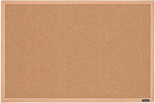 Quartet Cork Board Bulletin Board, 23" x 35" Framed Corkboard, Oak Frame, Decorative Hanging Pin Board, Perfect for Office & Home Decor, Home School Message Board or Vision Board (35-380352)