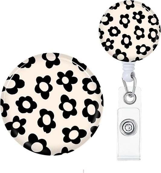 Flower Badge Reels Holder Retractable with ID Clip for Nurse Name Tag Card Nursing for Doctor Teacher Student Employee Office Medical Work 1