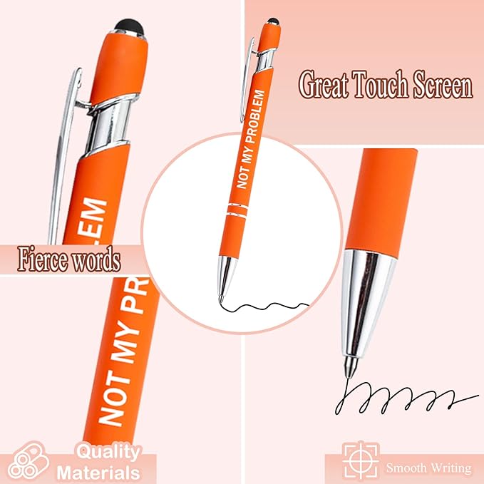 PASISIBICK 12 Pieces Funny Sarcastic Ballpoint Pens, Office Snarky Touch Screen Stylus Pen Encouraging, Black Ink (12 Color,Negative)