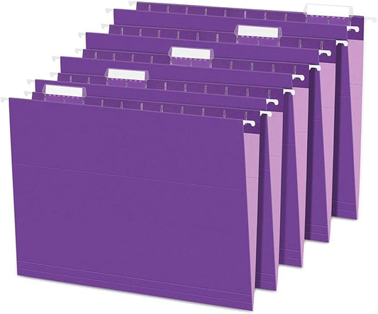 SUNEE 25 Pack Hanging File Folders, Purple Folders, Hanging File Folders Letter Size with 1/5-cut Tabs, Stay Organized for Your Home and Office Bulk File and Documents