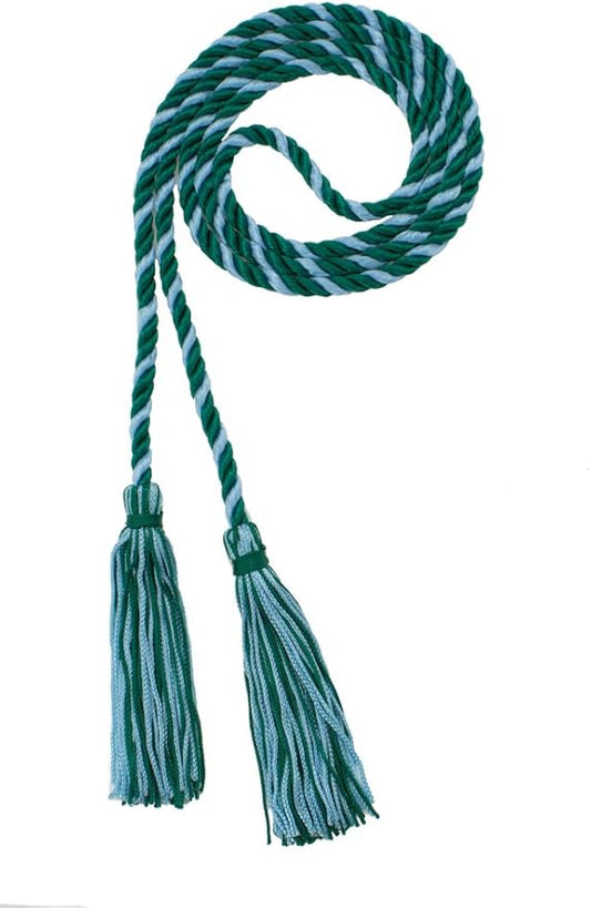 Tassel Depot Graduation Honor Cord - DK Green/LT Blue - Every School Color Available - Made in USA