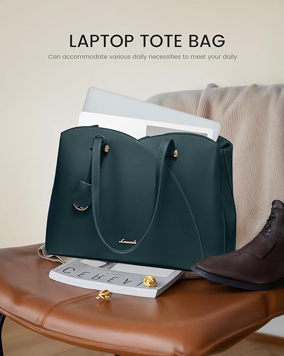 LOVEVOOK Laptop Tote Bag for Women, Work Bags Teacher Tote Bag, Leather Computer Bag Purses Handbag Professional Briefcase