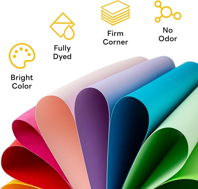 Colored Card Stock 8.5 x 11 Assorted, Goefun Colored Cardstock 25 Colors, 80lb Colorful Printer Paper, Multicolor Construction Paper for Crafts & Scrapbooking