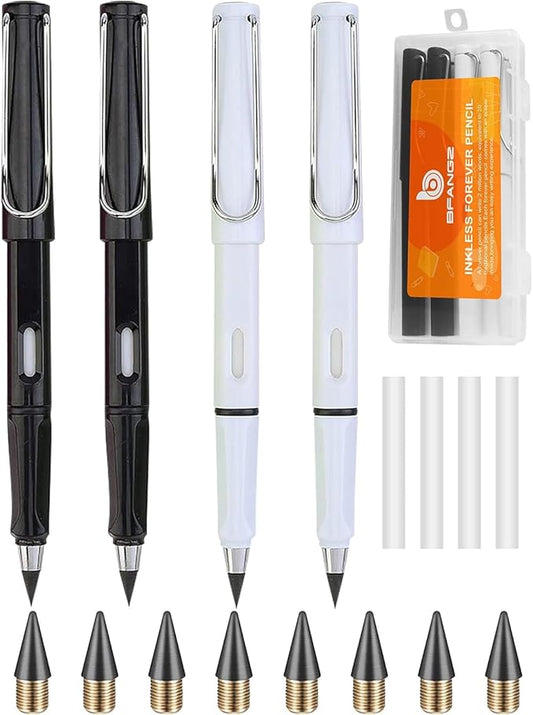 Infinity Forever Pencil Christmas Gifts - 0.7mm Infinite Everlasting Metal Inkless Pencils Set with Eraser, No Need Sharpened, Replace Mechanical Pen for Sketch, Drawing and Writing（With Pen Case）