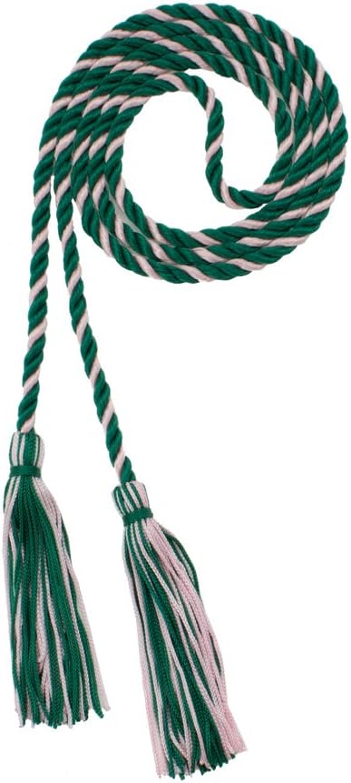 Tassel Depot Graduation Honor Cord - DK Green/LT Pink - Every School Color Available - Made in USA