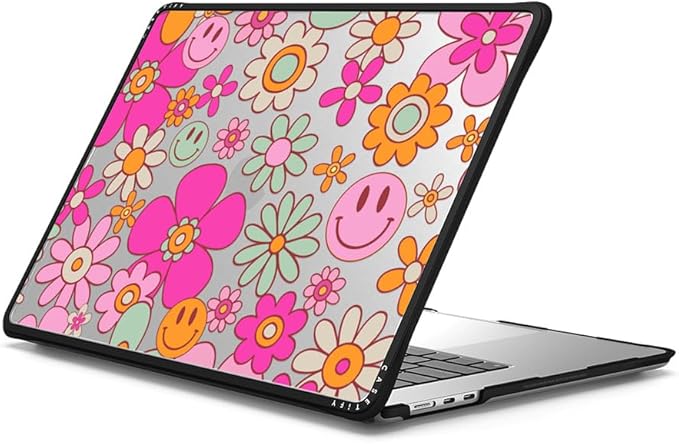CASETiFY Impact MacBook Air 15" (2023/2024) Case [Enhanced Protective Corner Design/Ventilation Cutouts/Anti-Slip Grip] - Groovy Clear - Clear Black