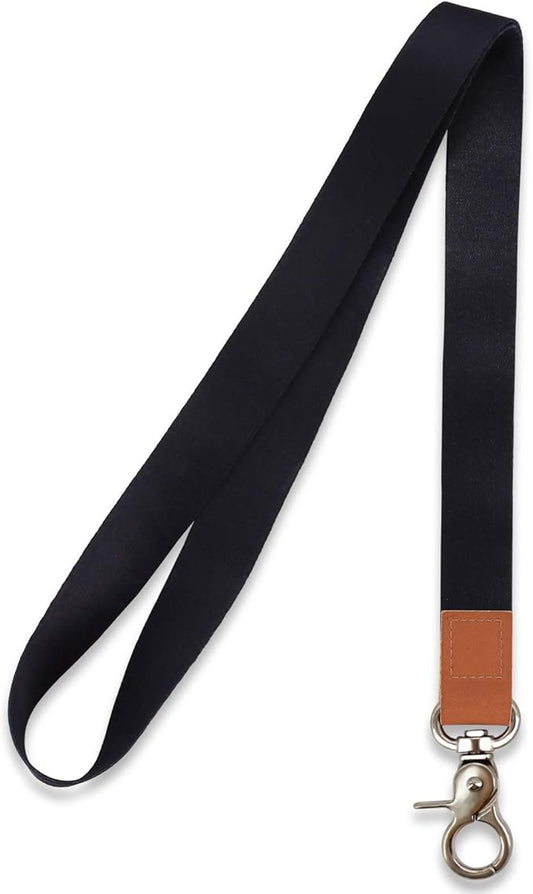 Long Neck Lanyard Leather Keychains with Metal Clasp, Sturdy Durable Women Men Id Badge Lanyard, Neck Lanyard Strap Ideal for Car Keys, Card Holder, Whistle, Keychain, Wallet