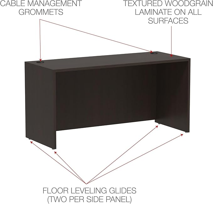 Alera VA256024ES Valencia Series Credenza Shell 59 1/8w x 23 5/8d x 29 1/2h Espresso