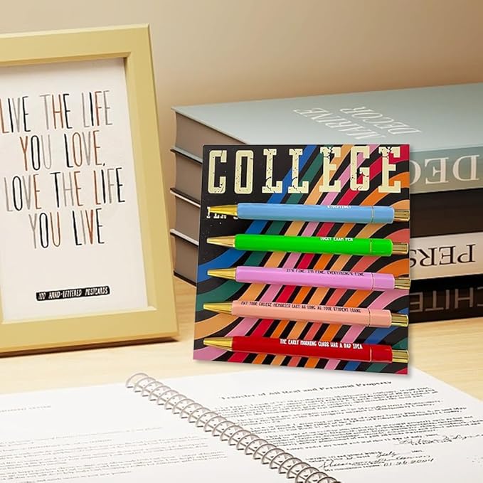 Funny pens,5-Count,Black Ink,Medium Nib 1.0mm,Funny Office Gifts for Coworkers,Personalized Pens Vibrant Funny Quotes Word Daily Pen (College Pens)