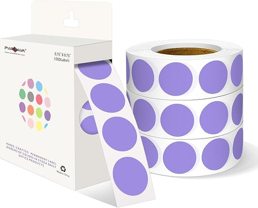 PARLAIM 3/4 Inch Roll Color Coding Labels,4000 per/4 Rolls Round Adhesive Color Coding Circle Dot Stickers for Office Home(Lavender)