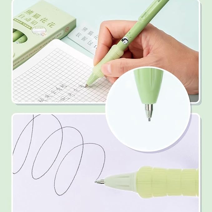 4 Pcs Mechanical Pencils 0.5mm Cute Panda Mechanical Pencil Kawaii Cartoon Pencils School Pencil for Kids Students Girls Women (4Pcs Panda)