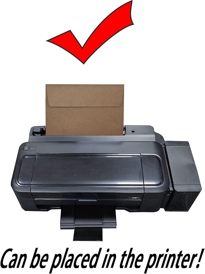 250 Qty Printable A9 Invitation Envelopes 5.75 x 8.75 Cards, Self Seal 120GSM Brown Paper Envelopes for Invitations, Papers, Photos, Documents, Wedding, Baby Shower, Easy to Seal and Peel