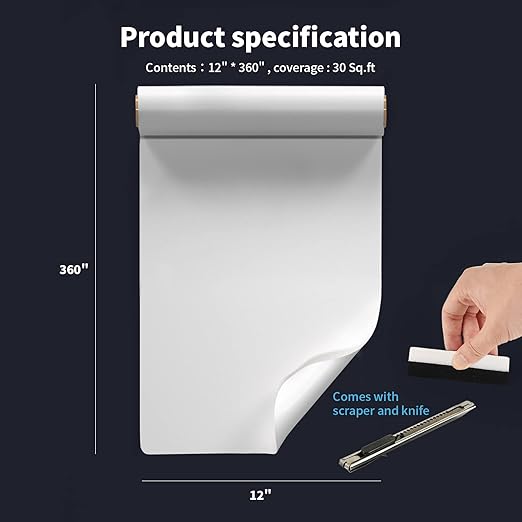 Art3d 12in.X 360in. Double-Sided Tape Sheet for Crafts, Arts, DIY Projects, Reinforcing Sticky Adhesive for Peel and Stick Tiles, Damage-Free, Residue-Free