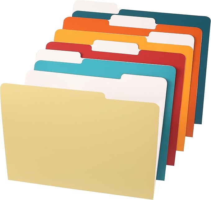 Mr. Pen- File Folders, 18 Pack, Retro Colors, 1/3-Cut Tab, File Folders Letter Size, Colored File Folders, Office File Folder, Colored Folders, Office Supplies File Folders, File Folders with Tabs