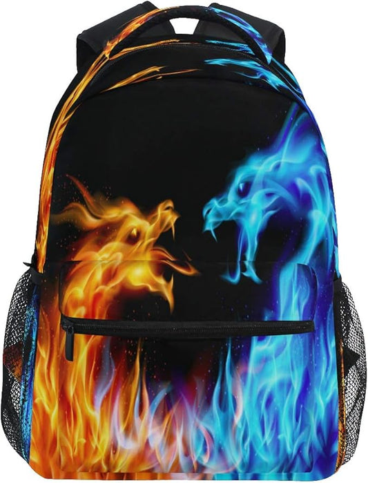 Blueangle Fiery Azure Dragon Printing Computer Backpack - Lightweight School Bag