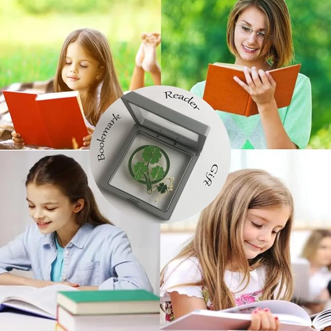 Bookmarks for Book Lovers Book Marks for Reading Women Birthday Graduation Christmas Gifts for Her Cute Metal Bookmark Book Markers Stocking Stuffers for Teens (Lucky Leaf)