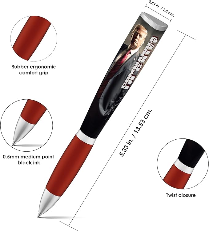 Trump Commander in Chief Ballpoint Pen, MAGA, Trump Merchandise Donald Trump Gifts for Men & Women, Make America Great Again Donald Trump Commander in Chief Pen - Imprinted In The USA (3-Sided Pen)