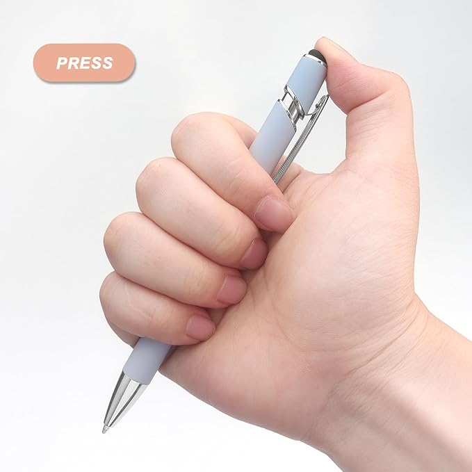 Ballpoint Pen 2-in-1 Stylus Retractable Ballpoint Pen with Stylus tip, Metal Stylus Pen for Touch Screens, 1.0 mm Black Ink (Pastel Color) 6 Pack
