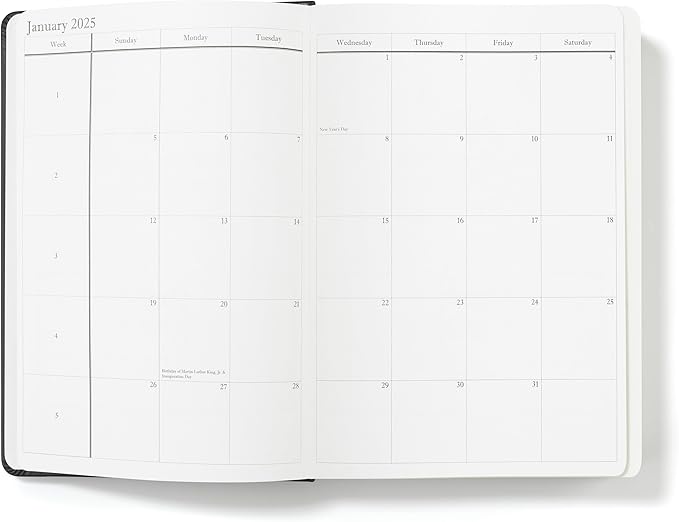 Wykeham's Executive 2025 Daily Journal Planner – Customization Available (Black, 8.5"×5.5")
