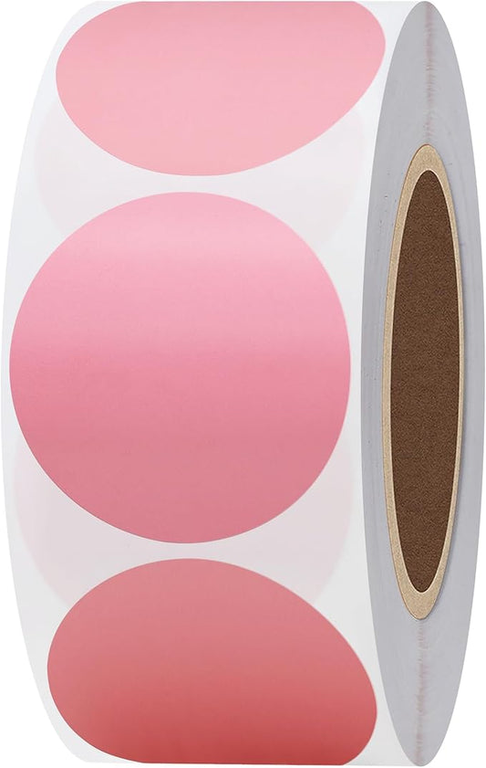Hybsk 1.5 inch Circle Color Direct Thermal Stickers Shipping Labels for Barcodes,Name Tag,DIY Logo Design,Inventory– Compatible with Zebra,Rollo,Munbyn,and More-1000 pcs (1.5 inch,Pink)