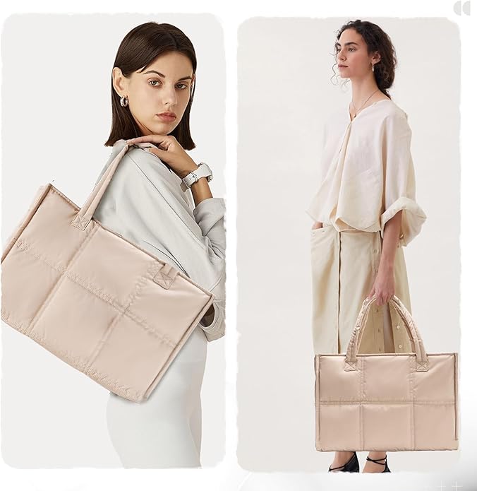 Puffer Bag Large Tote Bag For Women Work Bag Quilted Tote Bag For Women Work Bags For Women Tote Professional Up to 17"