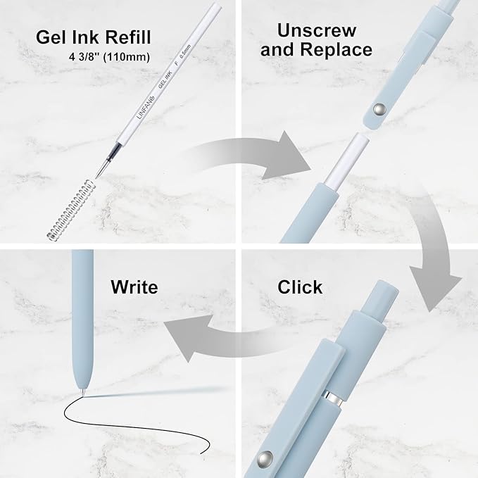 Red Gel Pens Refills, 6 Pack Retractable Gel Ink Pen Refills, Fine Point 0.5mm Tip Smooth Writing Quick Dry Gel Pen Refills for Journaling School Office Supplies (6 Red)