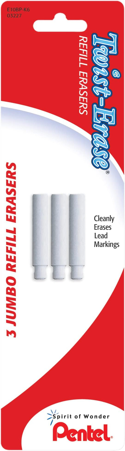Pentel Twist-erase Refill Erasers, Qty 1, Pkg Of 3
