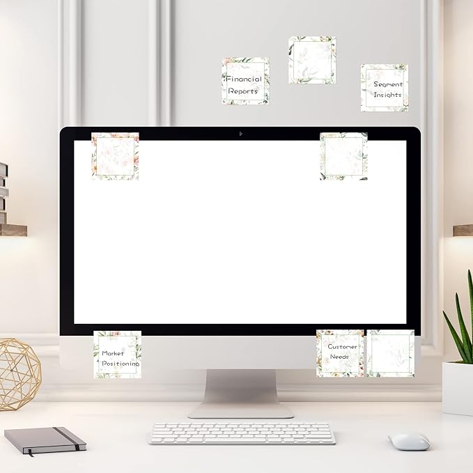 9 Pieces Boho Leaves Sticky Note Pads Adhesive Memo Notes Self-Stick Note Pads for Reminders, Study, Work, Office, School and Home, 9 Styles