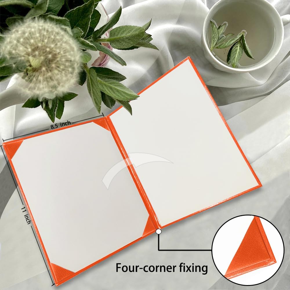 Certificate Holders 8.5"x11" Graduation Diploma Cover Document Leather Folders,Orange-5 Pack