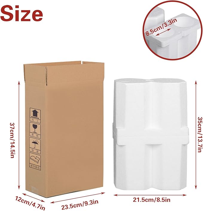 Universal Double Bottle Wine Shipping Box with Protective Foam Wine Shipping Box for Glasses Corrugated Paper Shipping Boxes All-in-One Protective Wine Shipper Wine Boxes for Moving Wine Bottle