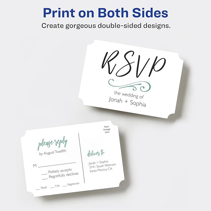 Avery Postcards with Scalloped Corners and Sure Feed Technology, 3.5" x 5", Matte White, 100 Cards Total, Laser/Inkjet Printable Cards (5626)