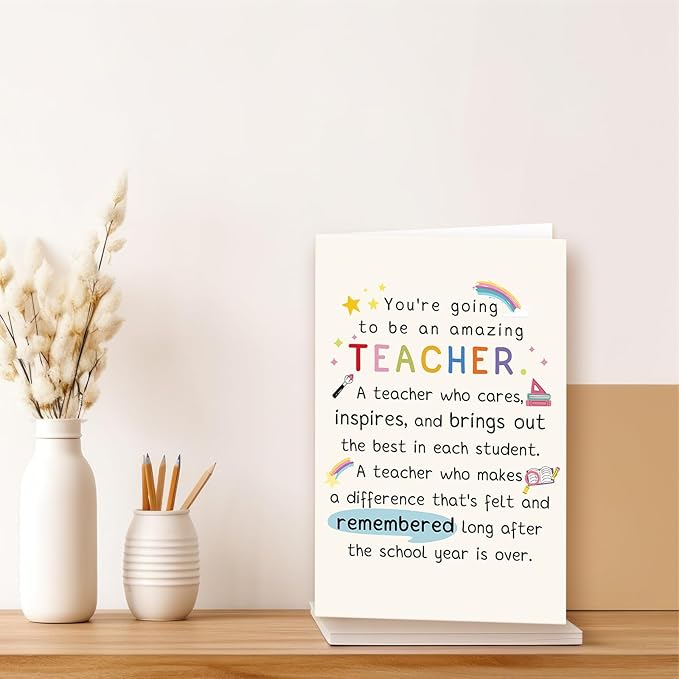 Best Teacher Graduation Gifts for Women Men, Funny New Teacher Card, First Year Gifts for Education Major