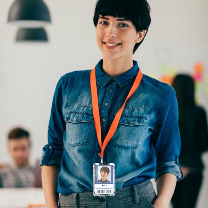 LIUGX Badge Holder, ID Card Holder with Metal Clip - Durable Polycarbonate (Holds 1 to 4 Cards), Portable Wallet for Office, Laborer, Police, Work, White