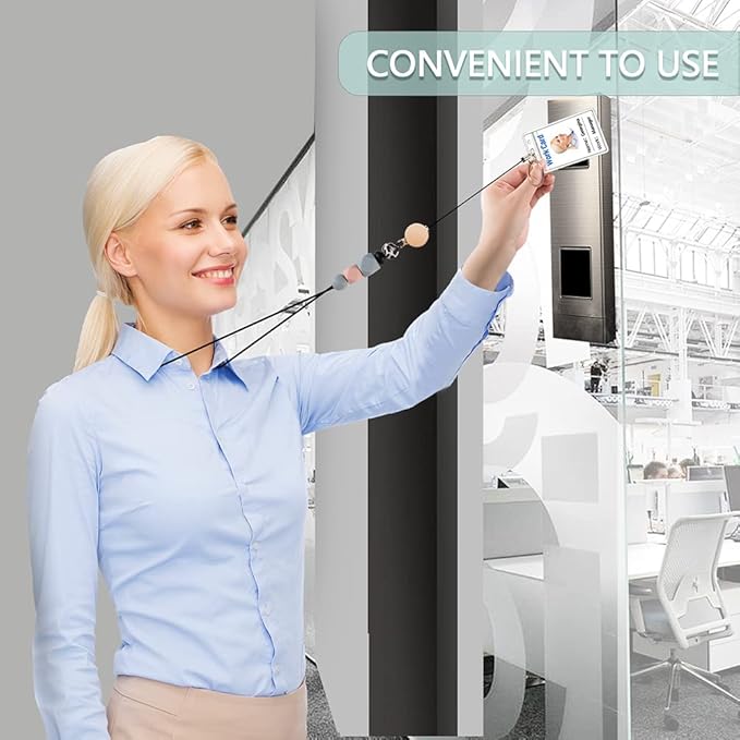 Retractable Lanyards for ID Badges and Keys, Cute Breakaway Teacher Lanyard with Badge Holders and Reels, Silicone Beaded Lanyard for Women, Nurses, Office with 2 Waterproof Card Holders