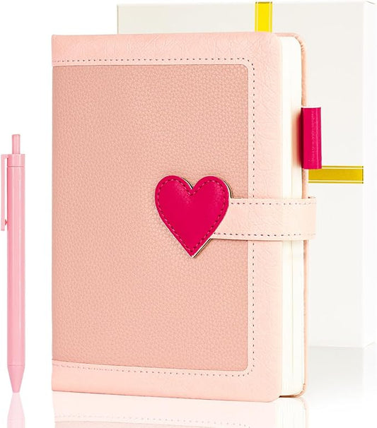 Journal for Women and Girls with Heart Buckle, 240 Pages Girls Diary Journal with Pen for Writing, Cute Daily Writing Journals for Women, B6 Pretty Journaling Hardcover Notebooks (Rose Pink)