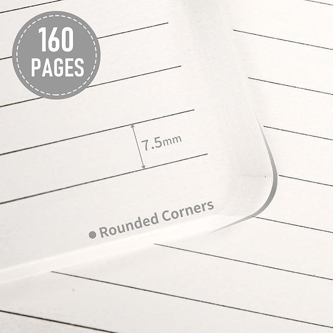 Hardcover Executive Notebooks, 160 Pages Line Ruled Classic Notebook Journal, Leather Notebooks with Pen for Bussiness College Writing Black