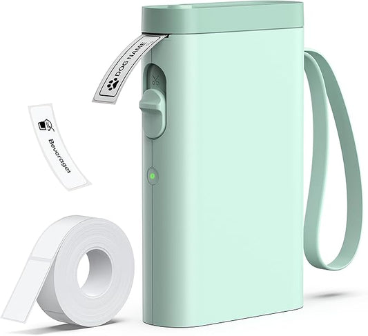 P21 Label Maker Machine with Tape, Bluetooth Label Printer Thermal Mini Label Makers with Built-in Cutter and Multiple Templates, Portable Printers for School, Office, Home Use (Green)
