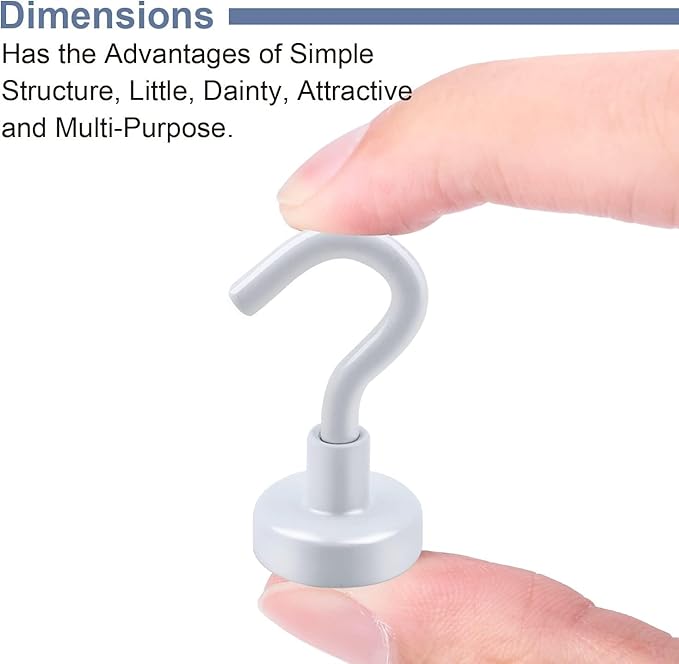 DIYMAG Magnetic Hooks for Refrigerator, Extra Strong Cruise Hook, Heavy Duty Earth Magnets with Hook for Hanging, Magnetic Hanger for Cabins, Grill (45P-White)