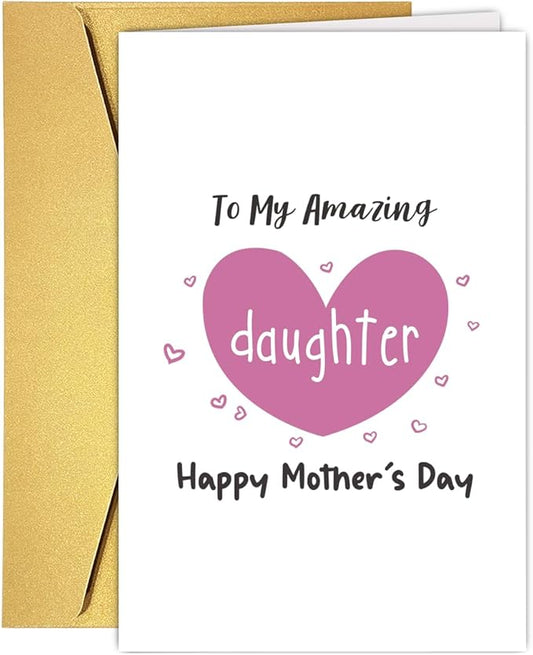 UUEFKTN Cute Mother's Day Card Gift for Daughter, Amazing Daughter Mothers Day Card Gift, Happy Mother's Day Card From Dad Mom Parent, Daughter Gift On Mothers Day