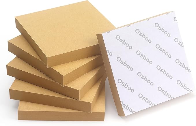 Sticky Notes 3x3 Self-Stick Notes Pads with 6 Bright Colors, Easy to Post for Office, Shool, Home, 6 Pads/Pack, 100 Sheets/Pad(Kraft Paper)