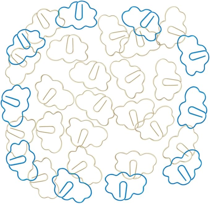 NUOBESTY 90 Pcs Paper Clip Kids Birthday Bag Filler Cloud Shaped Bookmark Small Binder Clips Note Clips Paper Clamps Students Desk Accessories Overmolding Plastic Note Folder Office