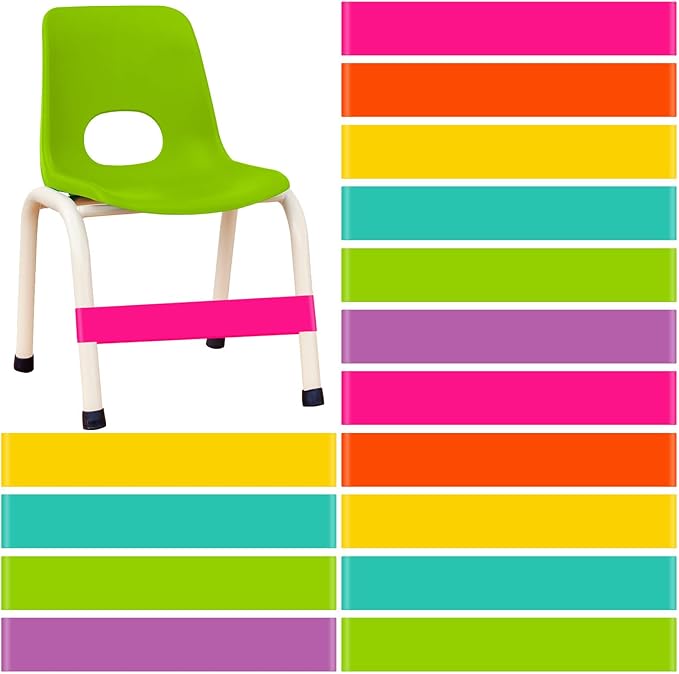 Berlune 24 Pcs Classroom Chair Bands Fidget Chairs and Desks Bands ADHD Autism Tools Bounce Flexible Seating for Classroom(Neon Colors, 1.1 mm)