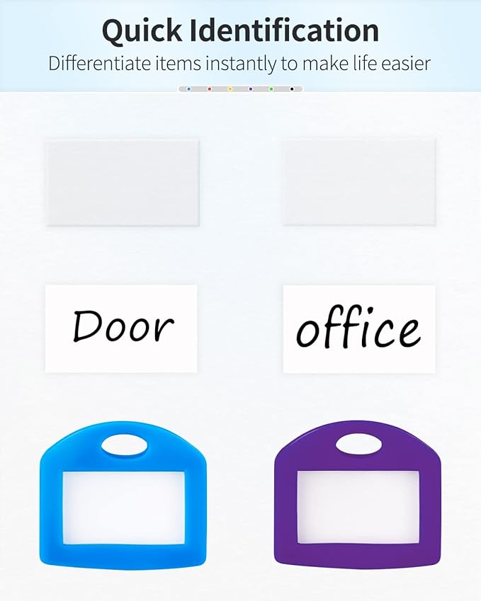 Uniclife 48 Pcs Key Cap Tags 1 Inch Key Covers Protectors with Blank Paper Labels and Clear Windows Soft Key Identifiers for Standard Regular Thin Flat House Keys (Not for Odd-Shaped Keys), 6 Colors