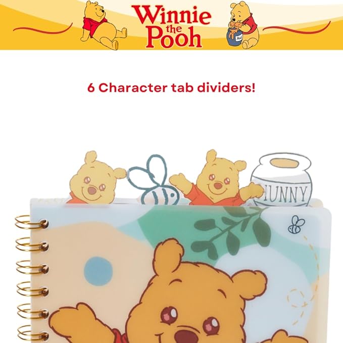 Innovative Designs Winnie the Pooh Tab Journal Notebook, Spiral Bound, 96 Lined Pages, 8 x 7 inches