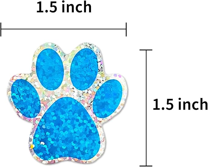 Paw Print Stickers,1.5" Holographic Shiny Bear Paw Print Stickers,Dog Puppy Paw Stickers Bear Paw Stickers with Perforation Line (500 PCS,Blue)